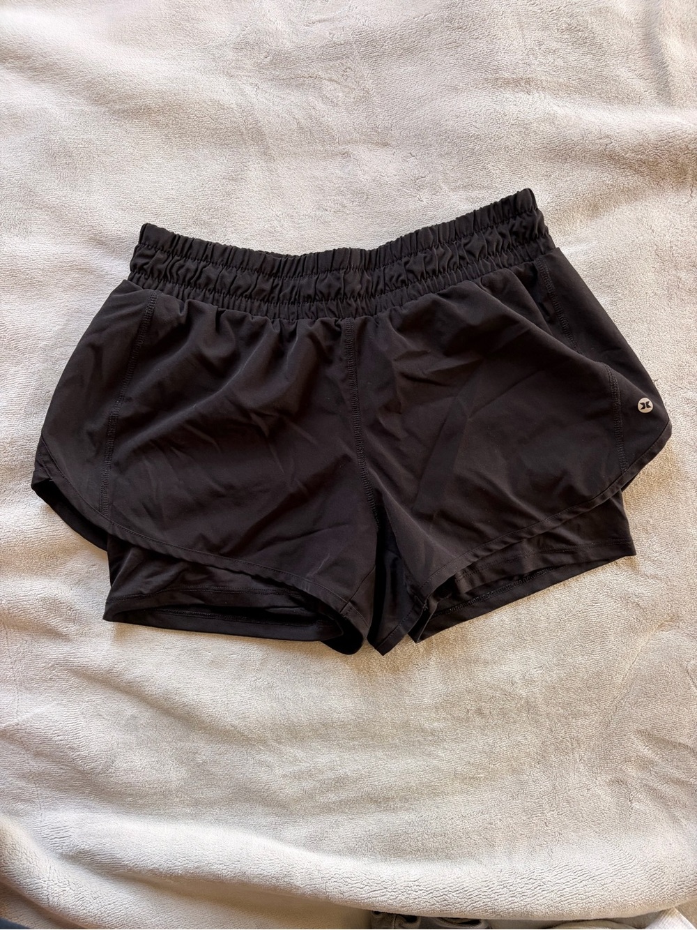 Women's Black Athletic Layered Running Shorts